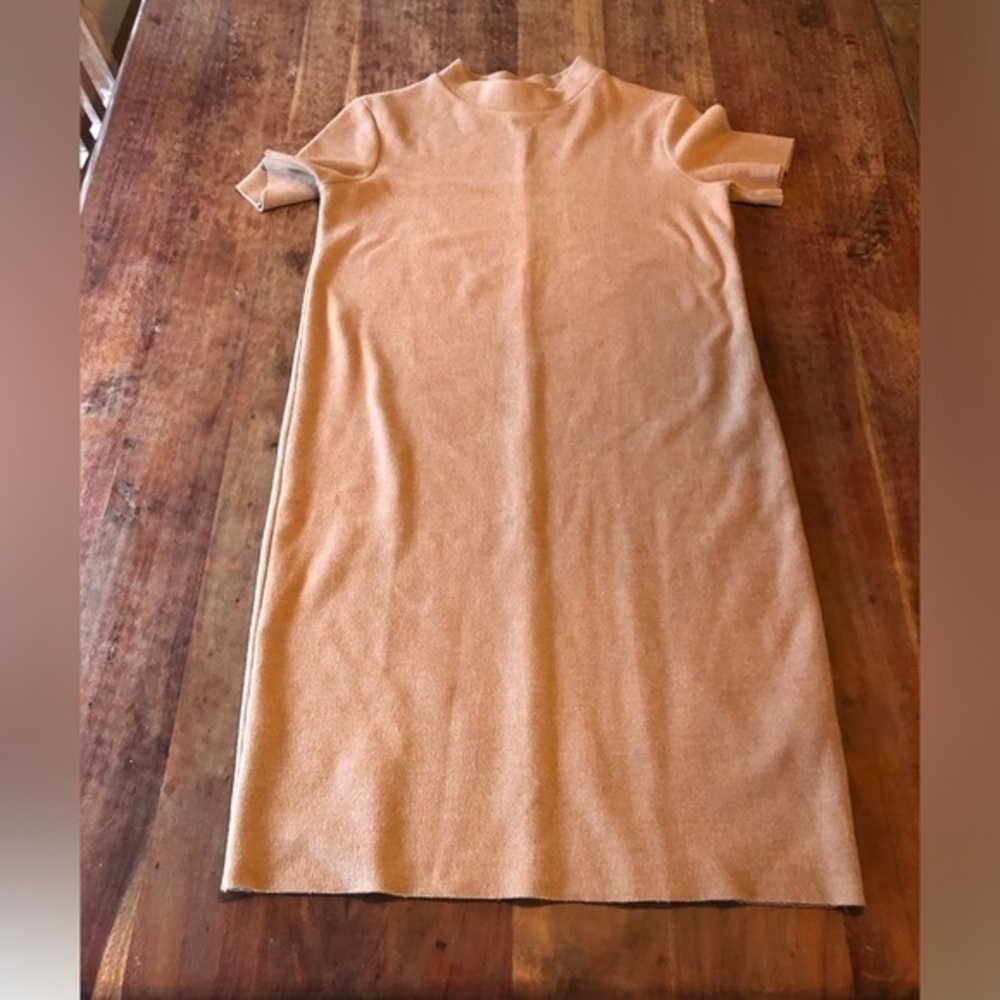 Zara Dress Short Sleeve Tan Sweater Dress
